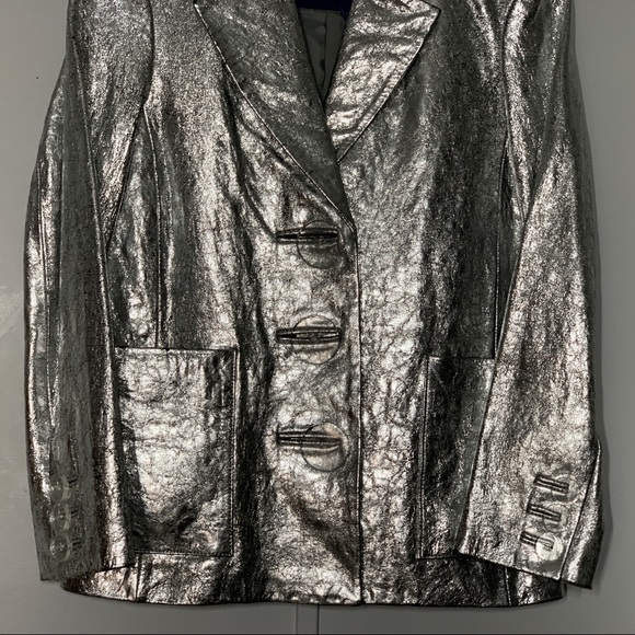 Simon Miller Metallic 100% Cow Leather Blazer in Silver - Picture 6 of 15